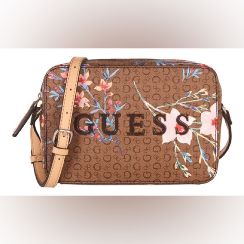 NWT GUESS Rodney Camera Crossbody Bag - Cocoa/Multi